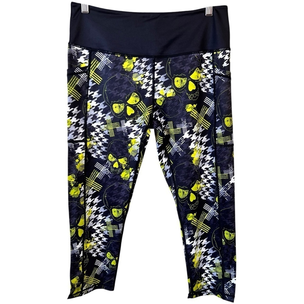 CVG Constantly Varied Gear Neon Heartbreaker Skull Capri Leggings